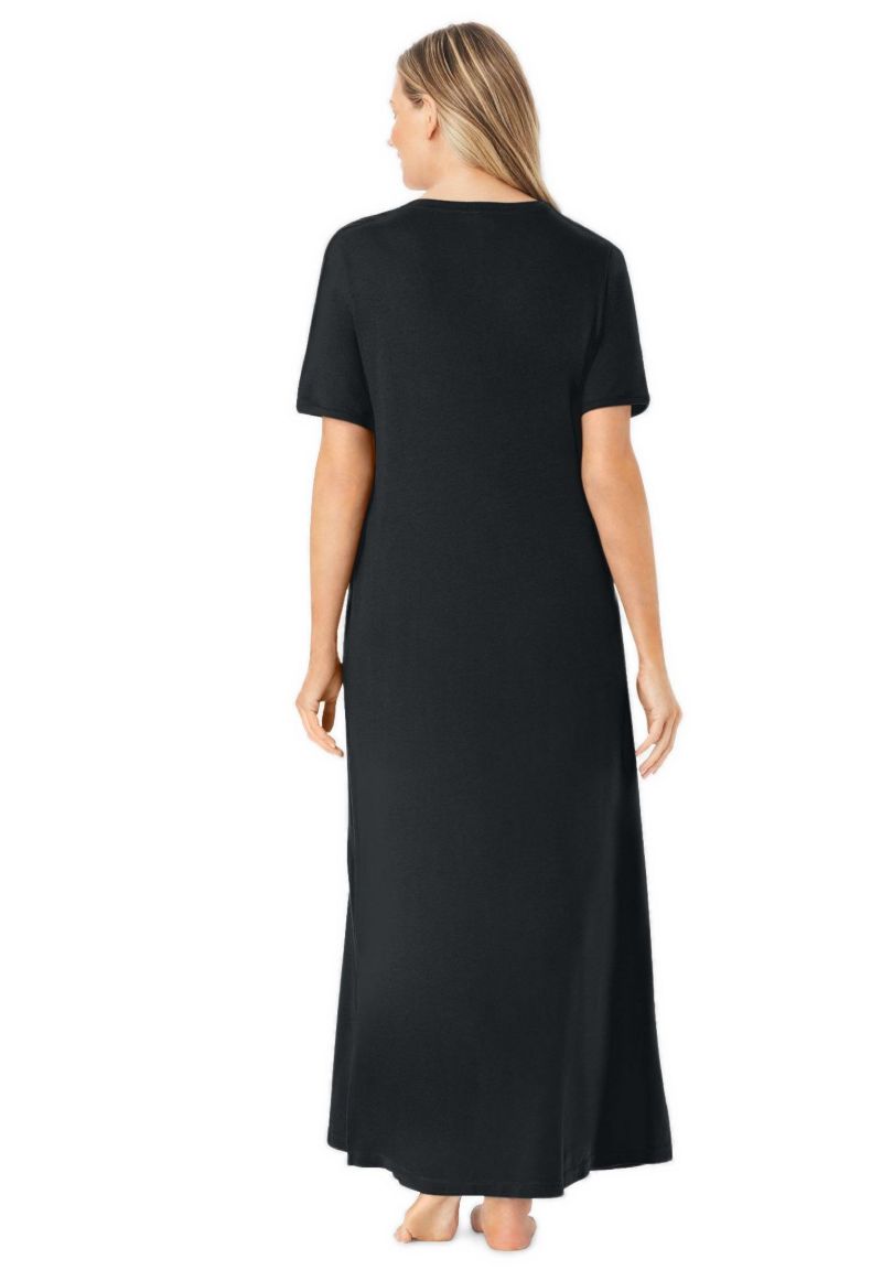 Women's Dreams and Co. V-Neck Short Sleeve Maxi T-Shirt Lounger