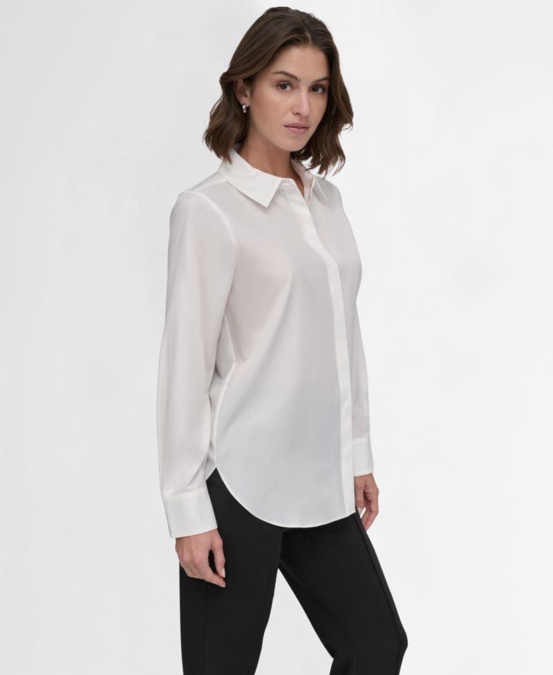 Petite Button-Front Blouse