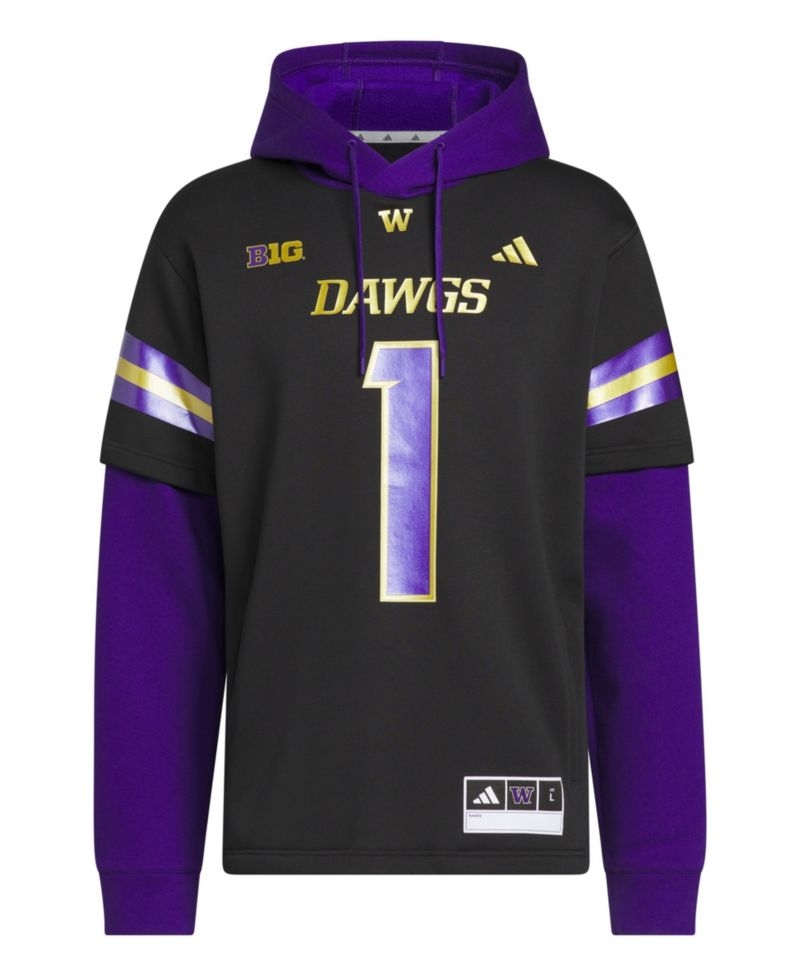 Men's Black Washington Huskies Dawgs Strategy Jersey Hoodie