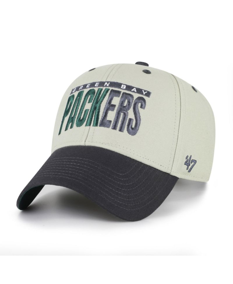 Men's '47 Gray/Black Green Bay Packers Half Block Text MVP Adjustable Hat