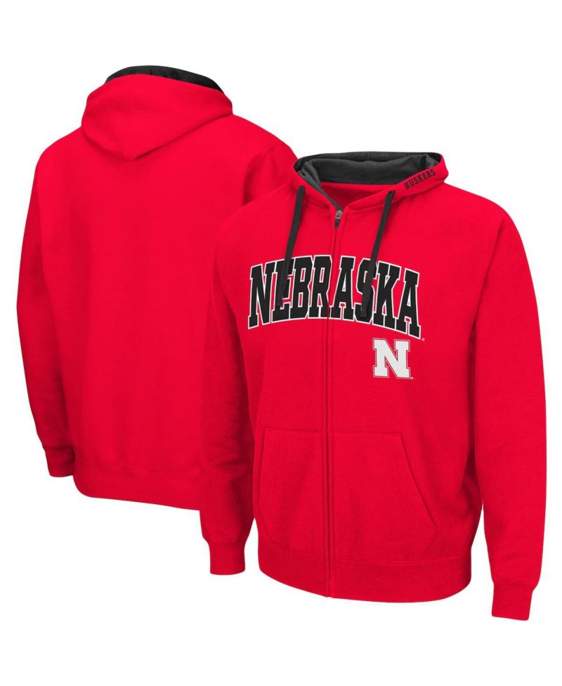 Men's Scarlet Nebraska Huskers Big and Tall Full-Zip Hoodie