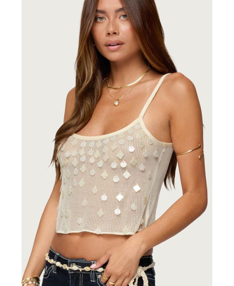 Women's Onya Iridescent Sheer Knit Top