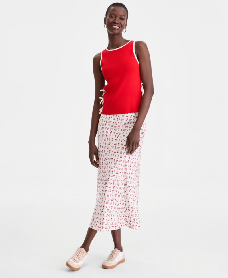 Trendy Plus Size Printed Slip Skirt