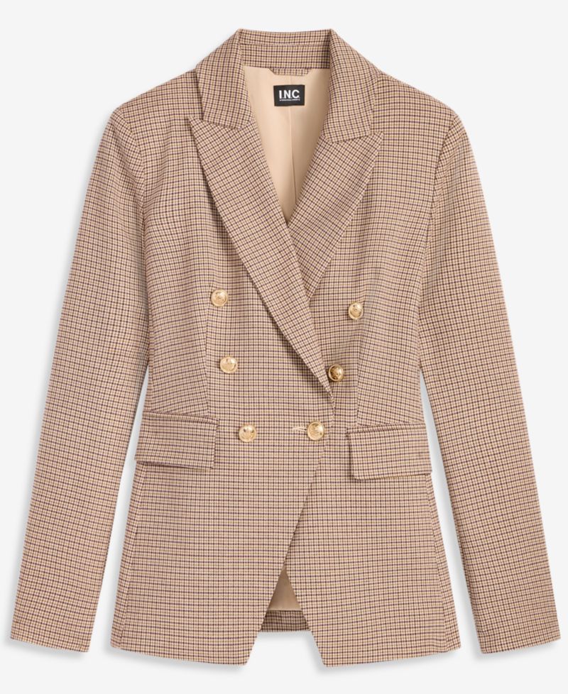 Women's Double-Breasted Houndstooth Blazer