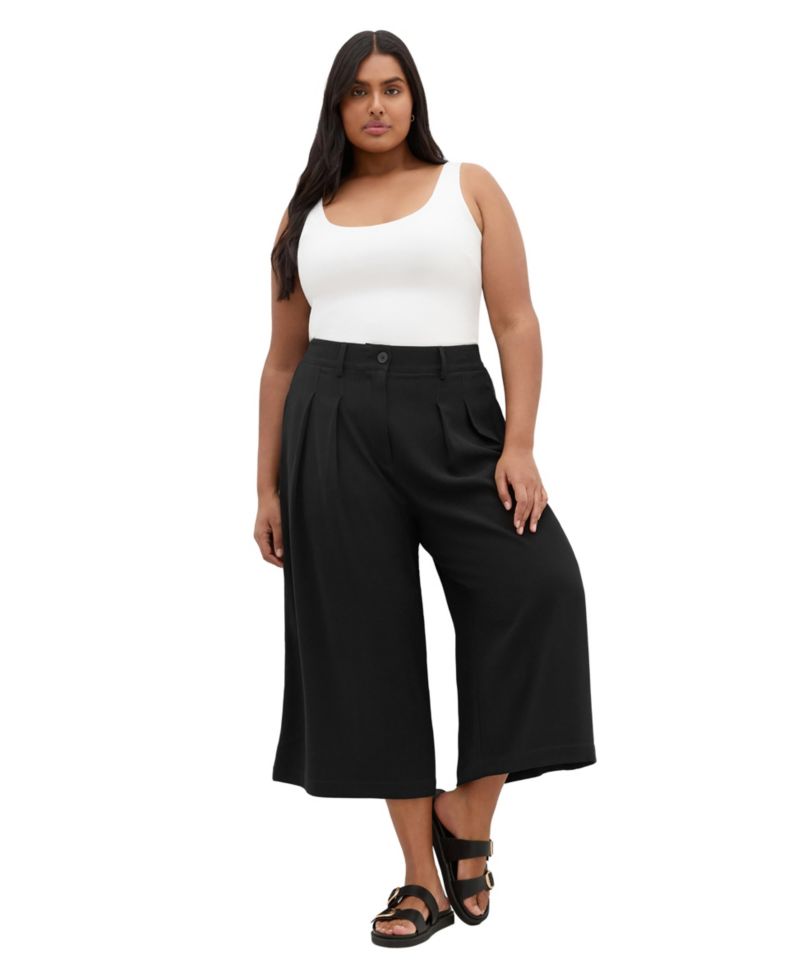 Plus Size Abbie High-Waisted Wide-Leg Cropped Pants