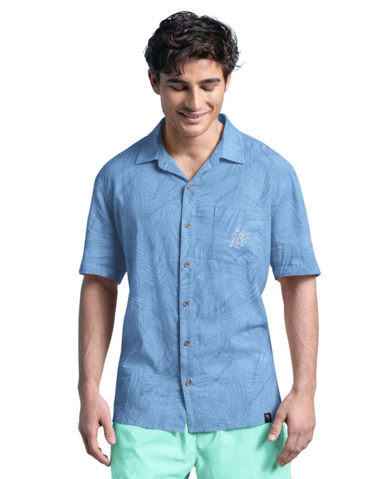 Men's Blue Miami Marlins Linen Party Button-Up Shirt
