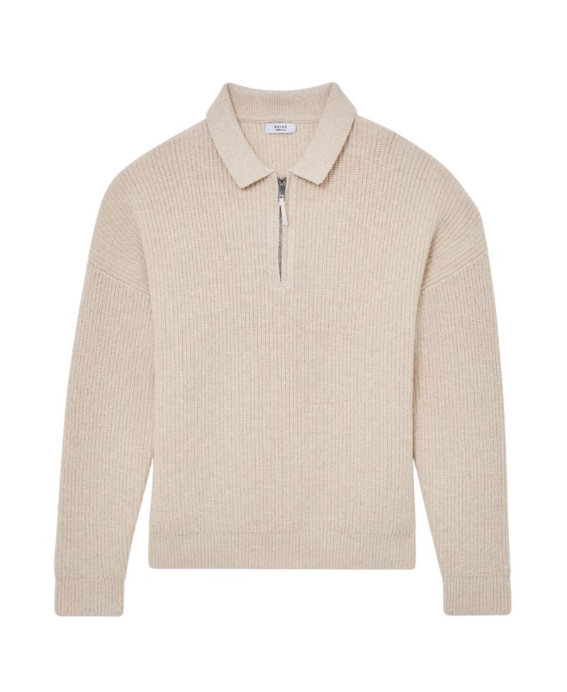 Men's Prop Cotton-Blend Rib Half-Zip Polo Sweater