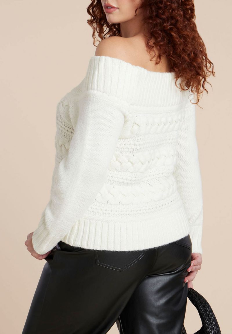 Women's Off The Shoulder Cableknit Sweater