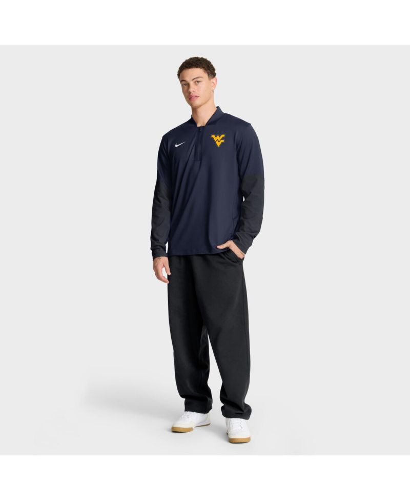 Men's Navy West Virginia Mountaineers One Goal Performance Half-Zip Pullover Sweatshirt