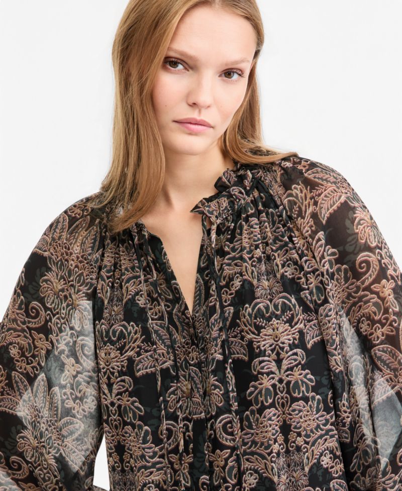 Women's Yale Sheer Chiffon Long-Sleeve Blouse, Macy's Exclusive