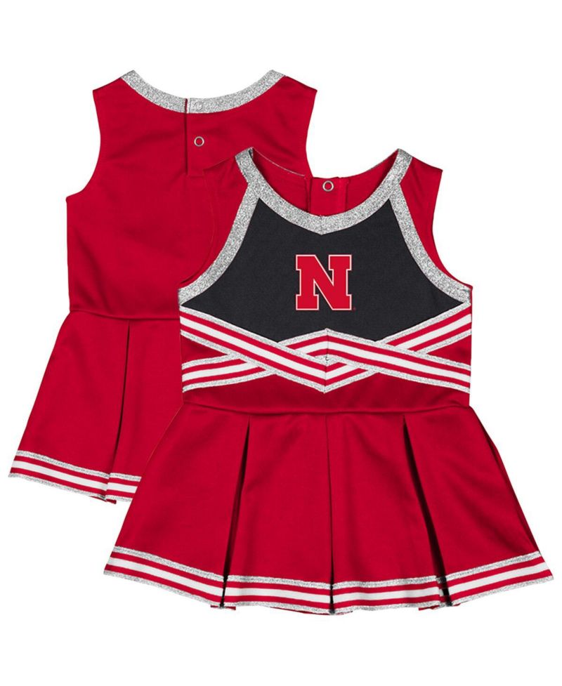Girls Baby Boys and Girls Scarlet Nebraska Huskers Lollipop Park Cheer Dress