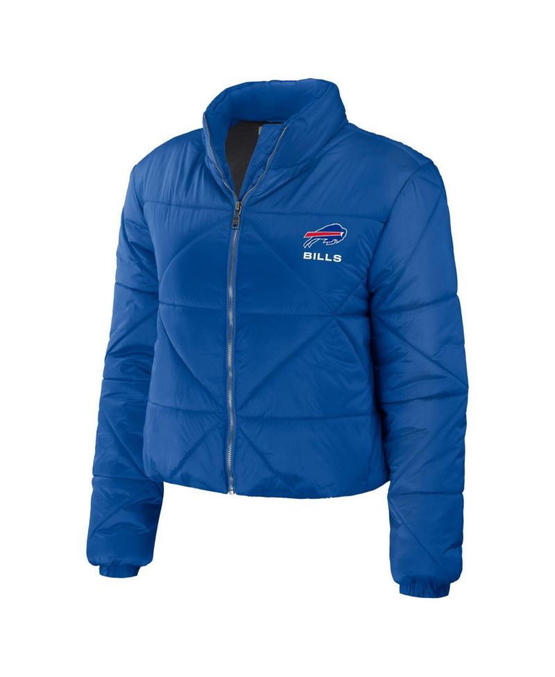 Women's Royal Buffalo Bills Cropped Puffer Full-Zip Jacket
