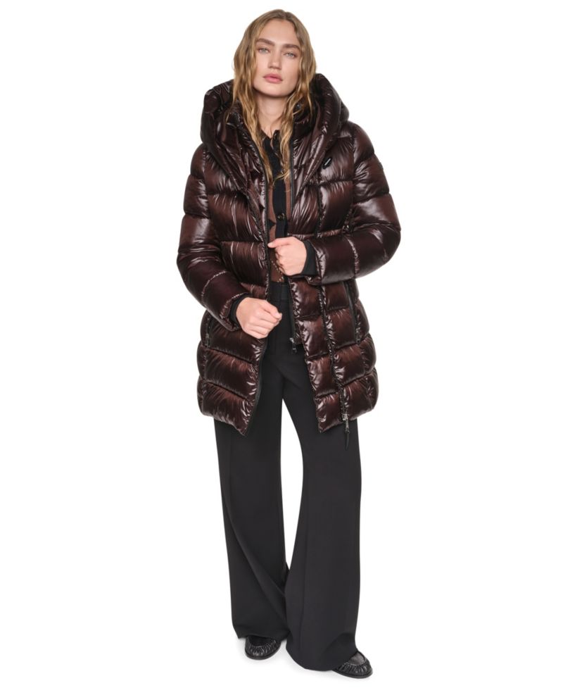 Women's Pearlized Hooded Walker with Bib Coat