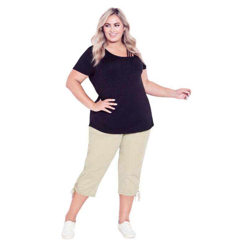Women's Plus Size Cotton Cinch Capri