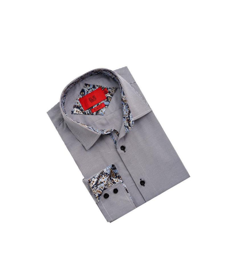 Men's Slim Fit Houndstooth Dress Shirt