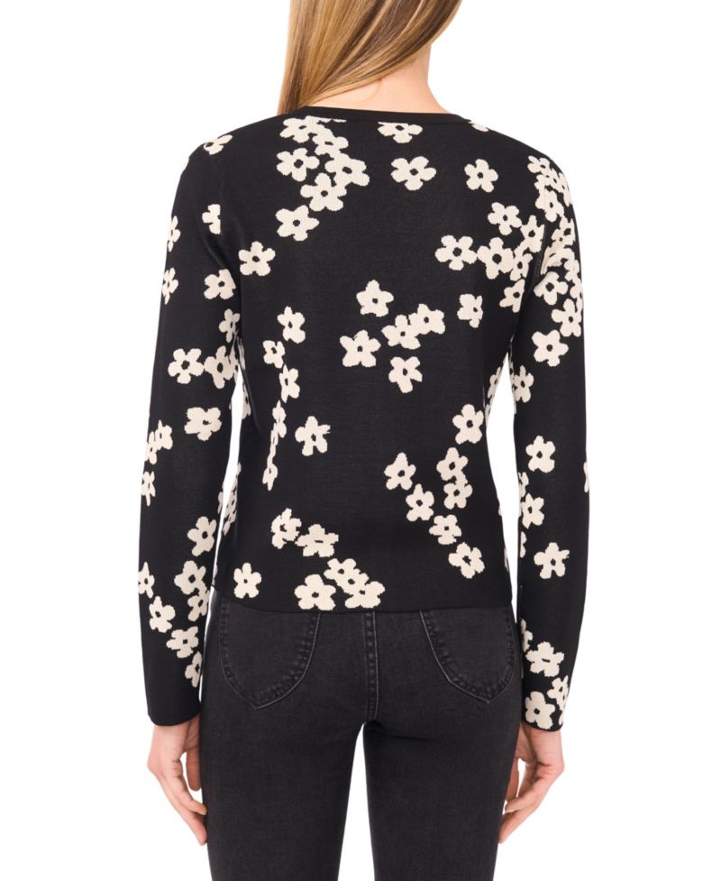 Women's Flower Jacquard Cardigan Sweater