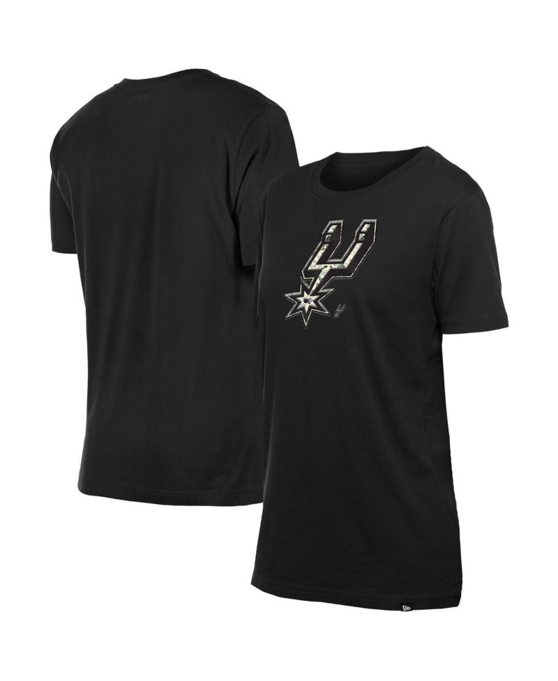 Women's Black San Antonio Spurs Glam Game Flower T-Shirt