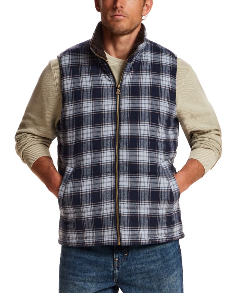 Men's Sherpa Plaid Flannel Vest