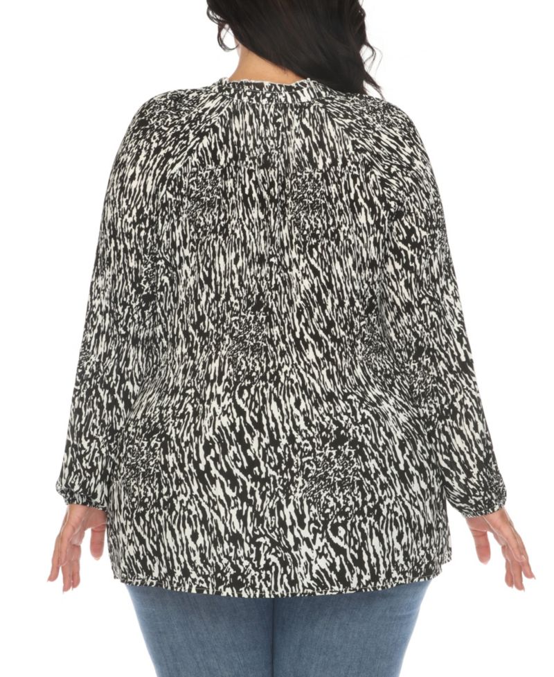 Plus Size Printed Peasant Knit Blouse