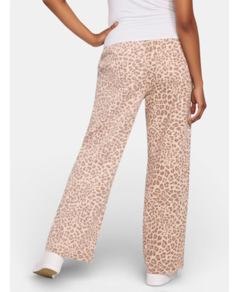 Women's Motherhood Under the Belly Tie Waist Denim Wide Leg Pant