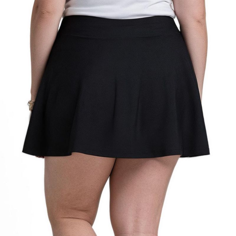 Plus Size High Waisted Chlorine Resistant Flowy Swim Skort With Attached Shorts