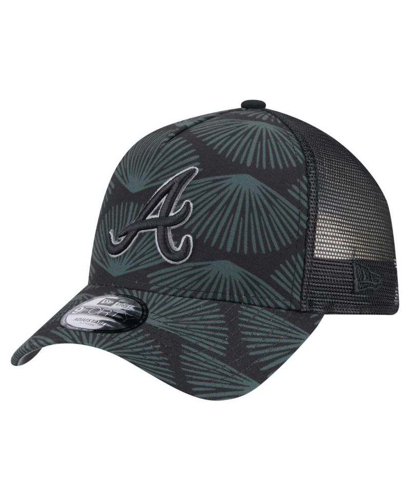 Men's Black Atlanta Braves 9FORTY A-Frame Trucker Adjustable Hat