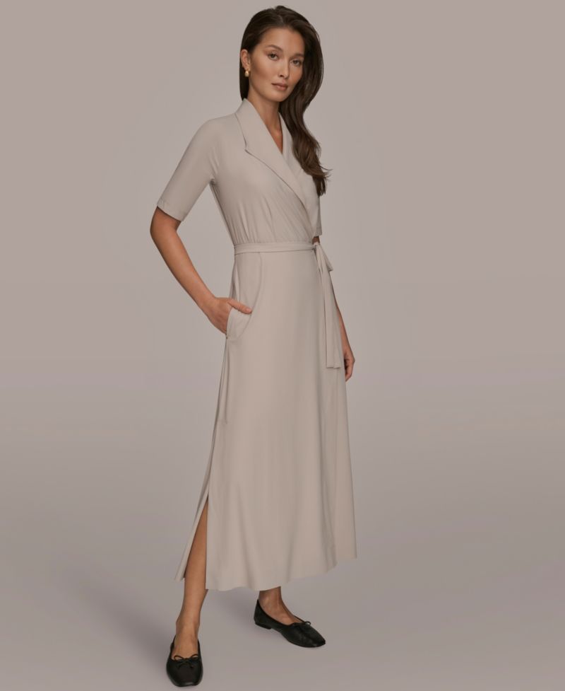 Women's 4-way Stretch Knit Elbow-Sleeve Collared Polo Dress