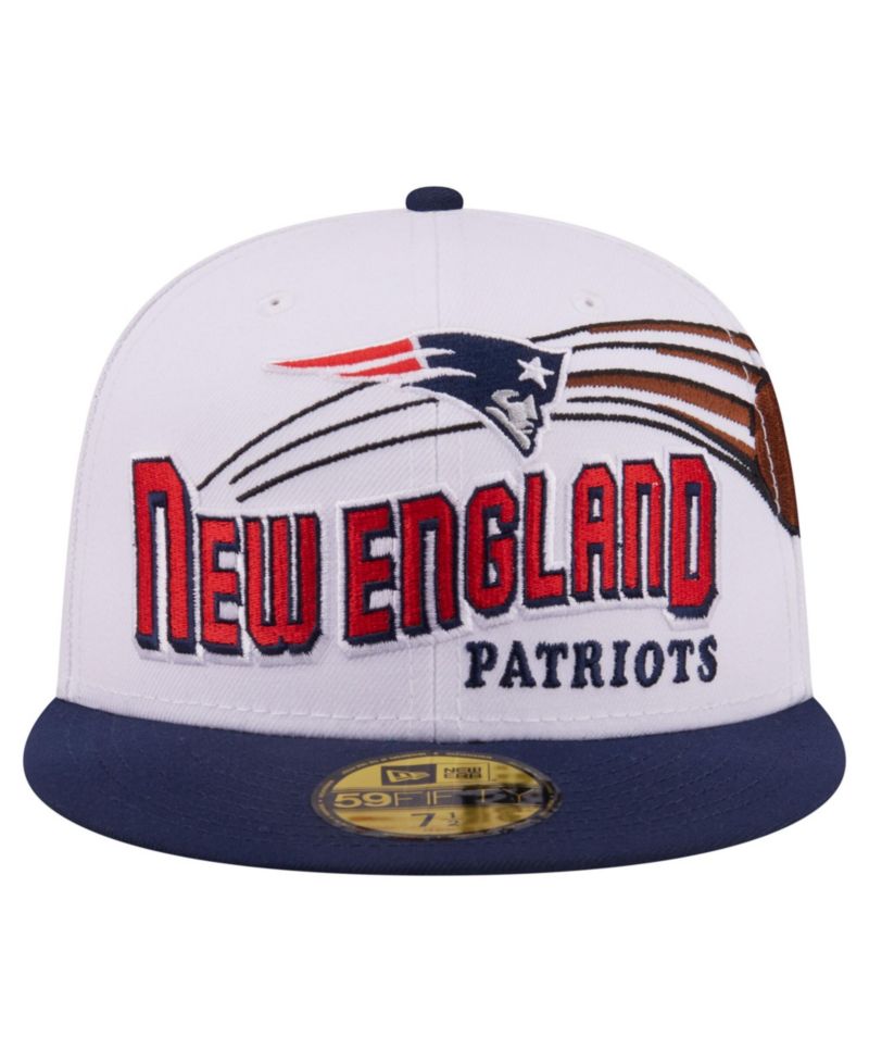 Men's White/Navy New England Patriots Retro Swoop 59FIFTY Fitted Hat