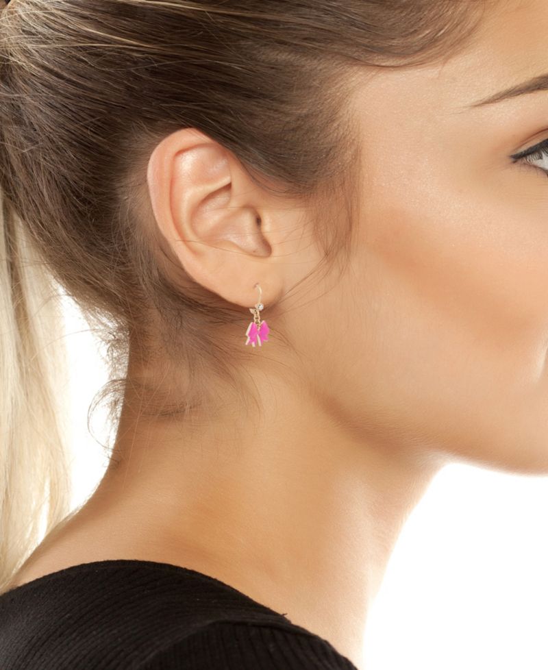 Fuchsia Cheer Bow Drop Earrings