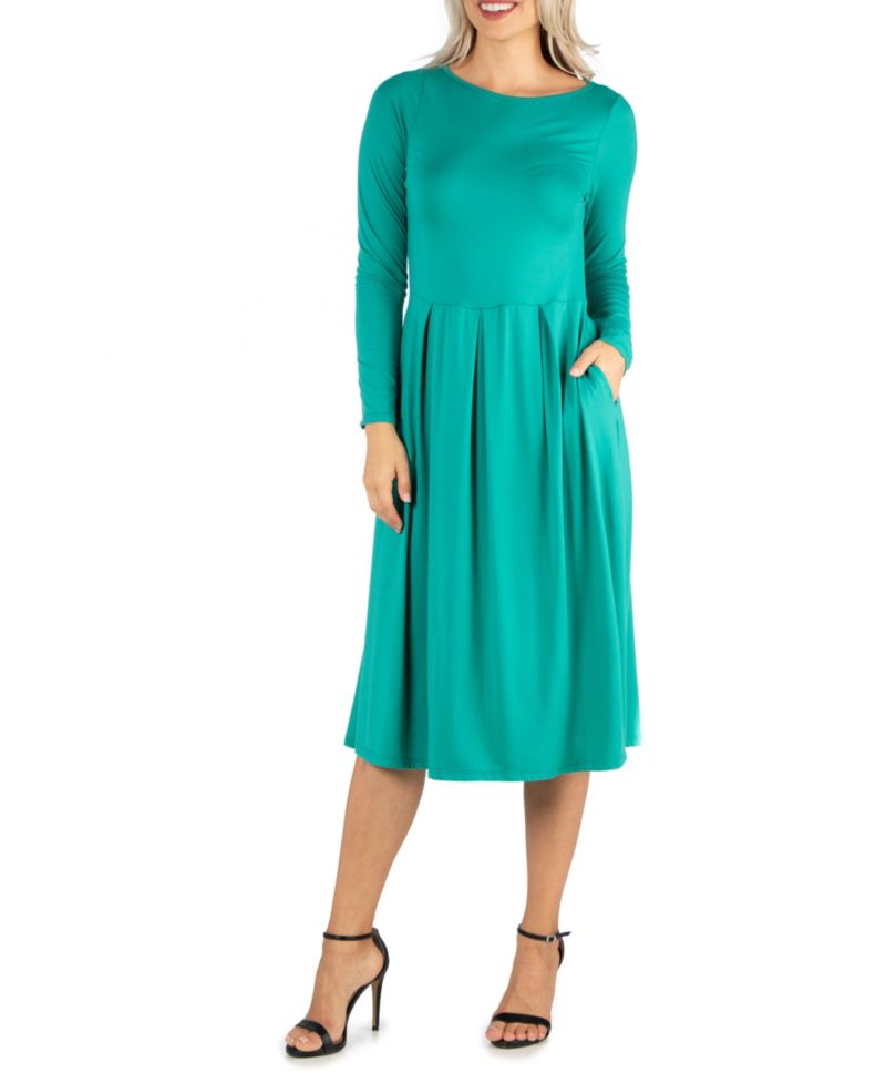 Women's Midi Length Fit and Flare Dress