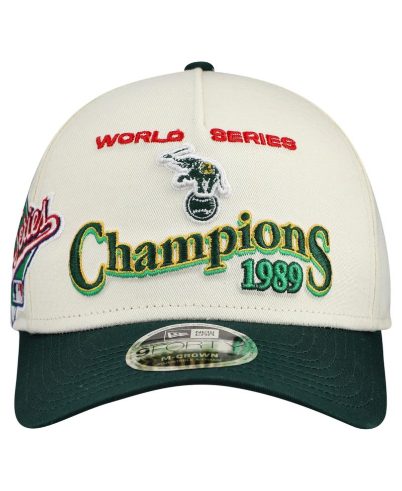 Men's Cream/Green Oakland Athletics World Series 9FORTY M-Crown A-Frame Adjustable Hat