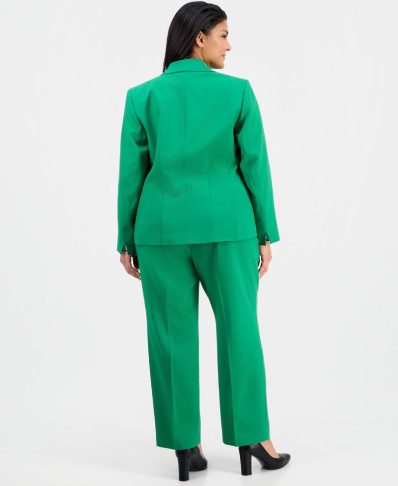 Plus Size Notch-Lapel Mid-Rise 2 Piece Pantsuit