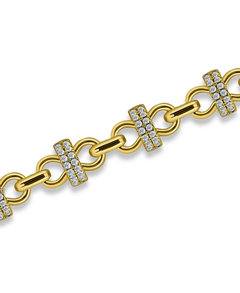 1 5/8 ct. t. w. Glass Stone Pave Bars Between Polish Links Bracelet
