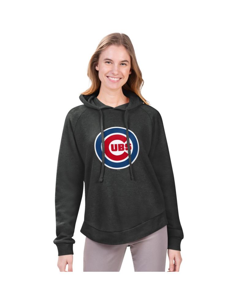 G-Ill 4Her by Carl Banks Women's Heather Charcoal Chicago Cubs Jordan Angel Raglan Fleece Pullover Hoodie