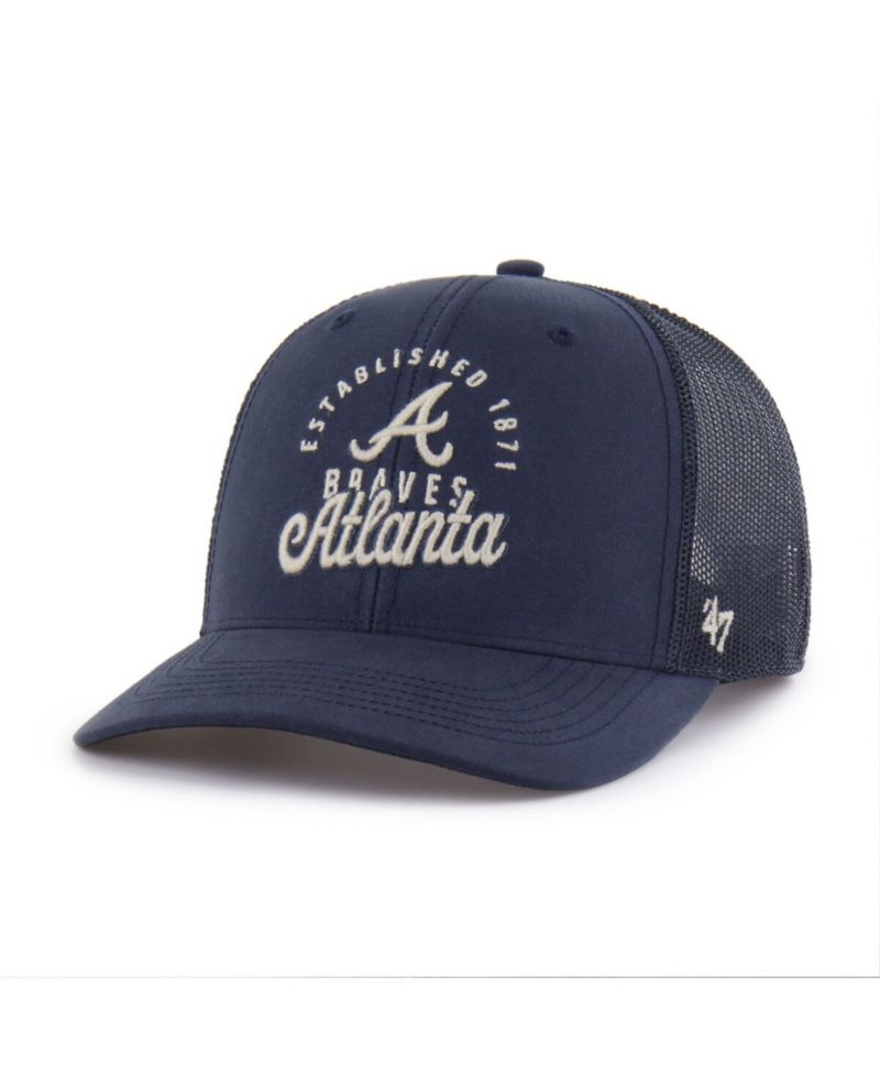 Men's Navy Atlanta Braves Pitstop Trucker Adjustable Hat