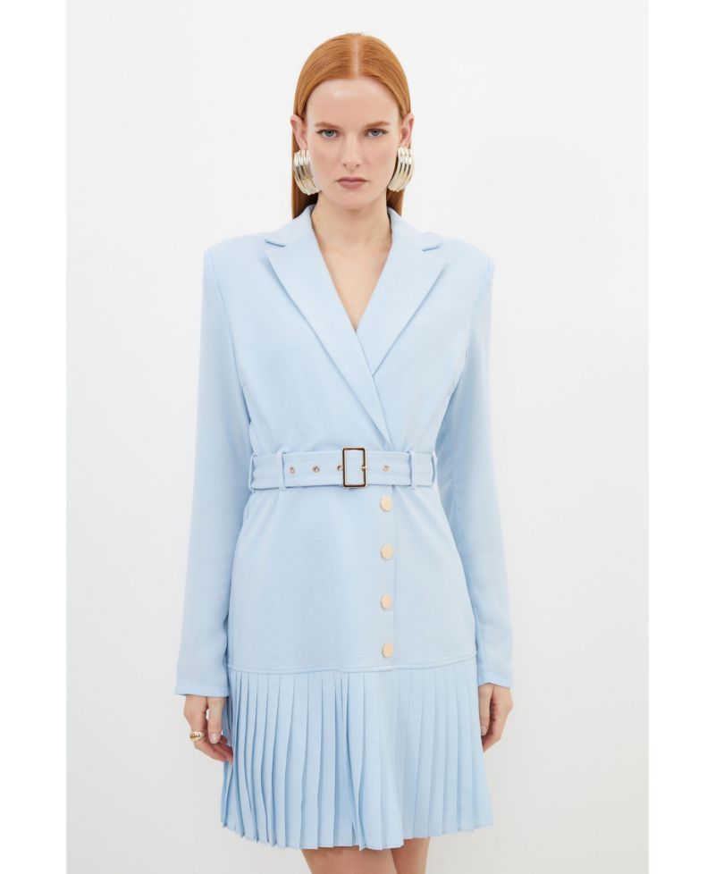 Women's Pleated Skirt Collared Mini Dress