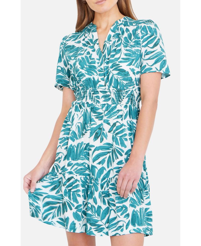 Women's Leaf Print Mini Dress