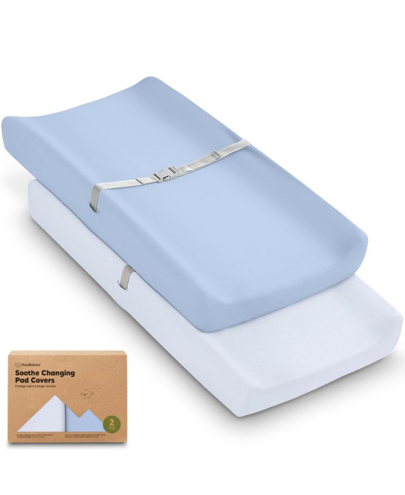 2pk Soothe Changing Pad Covers for Girl, Boy, Soft Cotton Contoured Diaper Changing Table Pad Covers