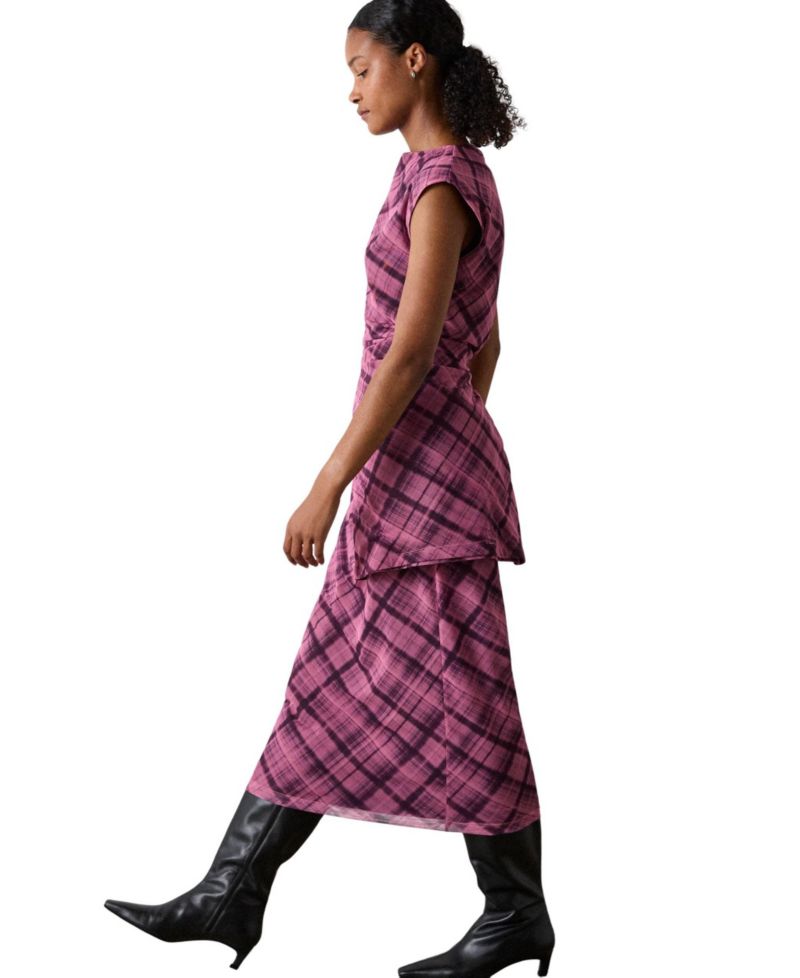 Women's Twist-Front Mesh Body-Con Midi Dress