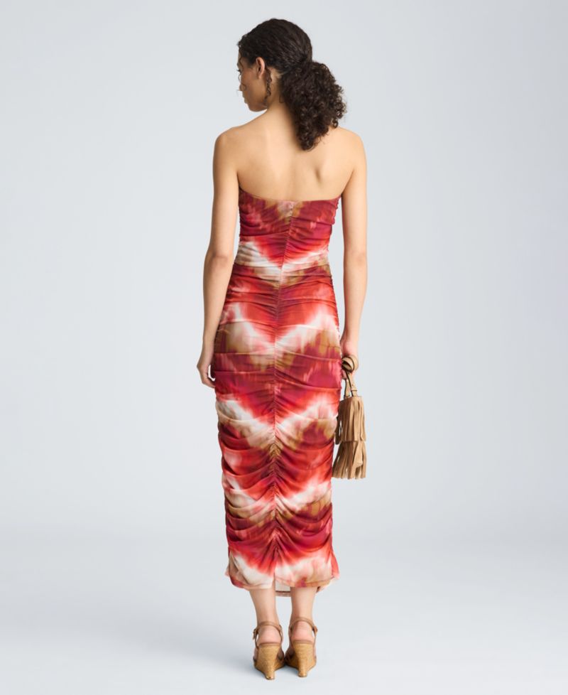 Women's Strapless Ruched Midi Dress