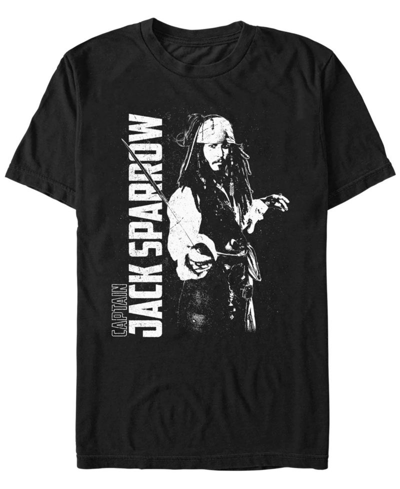 Men's Pirates of The Caribbean Captain Jack Destroyed Short Sleeve T-shirt