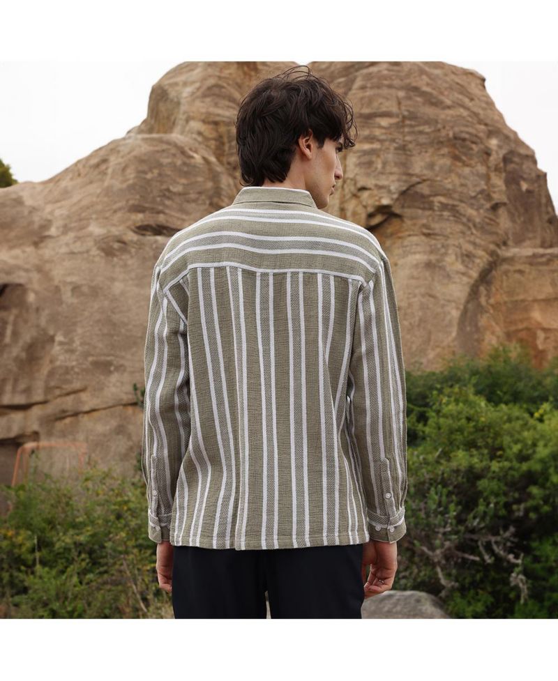Men's Utility Halo-Stripe Oversized Shirt