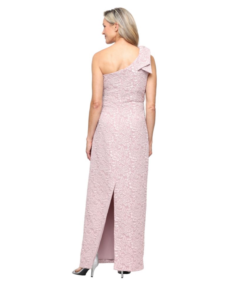 Petite Embossed Column One Shoulder Ball Gown