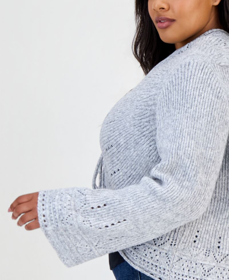 Petite Long-Sleeve Tie-Front Cardigan