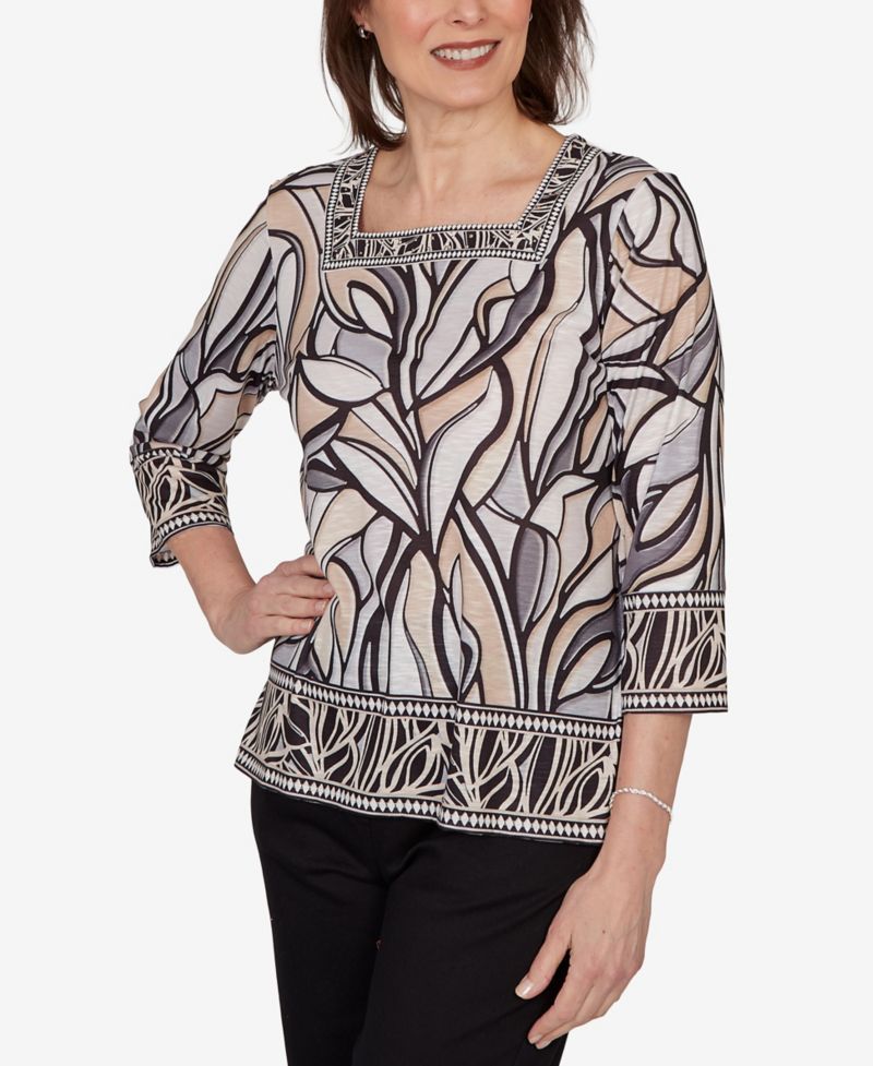 Women's Stained Glass Border Trim Top