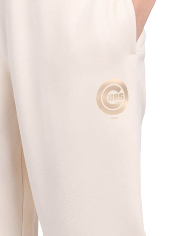 Women's Cream Chicago Cubs Pastel High Waisted Fleece Pants