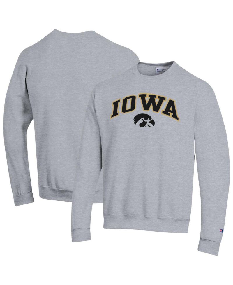 Men's Heather Gray Iowa Hawkeyes Arch Over Logo Pullover Sweatshirt