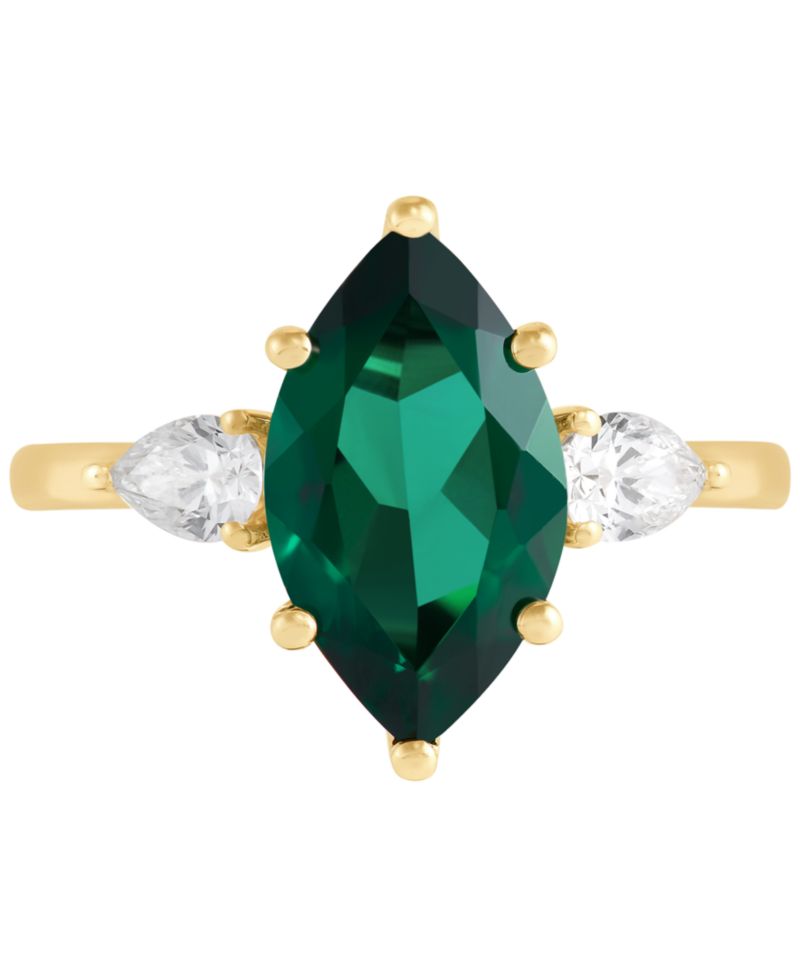 Lab Grown Ruby (3-1/3 ct. t.w.) & Lab Grown Diamond (1/2 ct. t.w.) Marquise Ring in 14k Gold (Also in Lab Grown Emerald & Lab Grown Sapphire)