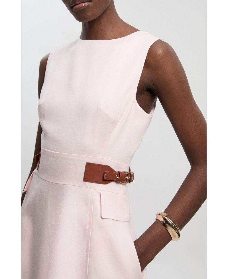 Women's Tailored Linen Full Midi Dress