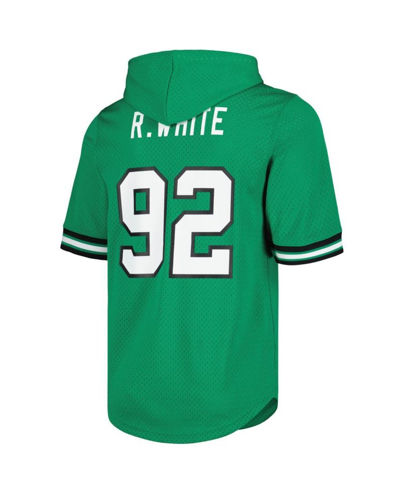 Men's Reggie White Kelly Green Philadelphia Eagles Retired Player Name and Number Mesh Hoodie T-shirt